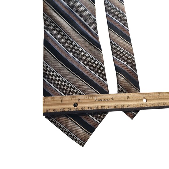 Vintage Striped Men Necktie Platinum Designs Brown Black Office Work Accessory - Picture 3 of 5